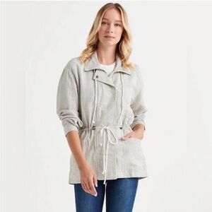 Lucky Brand Gray White Utility Jacket with Adjustable Fit